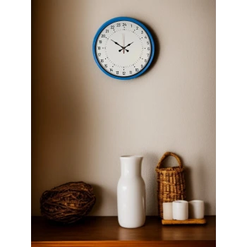 36 Cm Mavi 24 Saat Göstergeli Özel Tasarım Duvar Saati