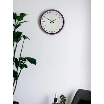36 Cm Mor 24 Saat Göstergeli Özel Tasarım Duvar Saati