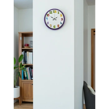 36 Cm Mor Çocuk Odası Duvar Saati