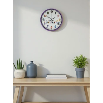 36 Cm Mor Çocuk Odası Duvar Saati