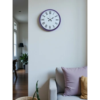 36 Cm Mor Roma Rakamlı Dekoratif Duvar Saati