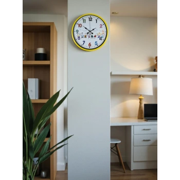 36 Cm Sarı Çocuk Odası Duvar Saati