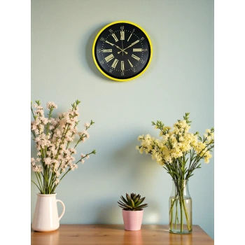 36 Cm Sarı Modern Duvar Saati