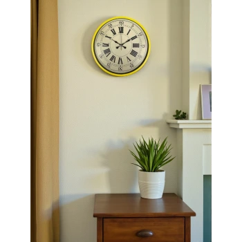36 Cm Sarı Retro Duvar Saati