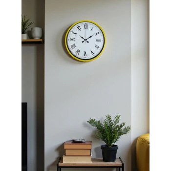36 Cm Sarı Roma Rakamlı Duvar Saati