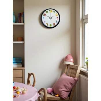 36 Cm Siyah Çocuk Odası Duvar Saati