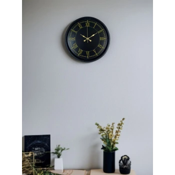 36 Cm Siyah Dekoratif Duvar Saati