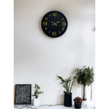 36 Cm Siyah Gold Rakamlı Duvar Saati