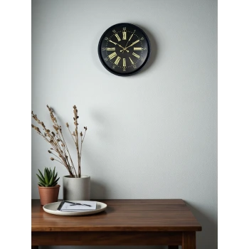 36 Cm Siyah Modern Duvar Saati