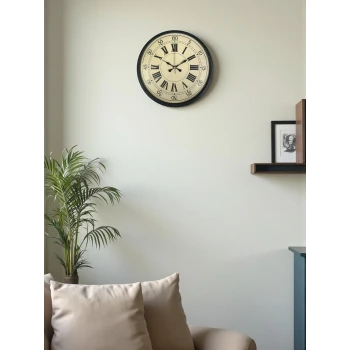 36 Cm Siyah Retro Tasarım Duvar Saati