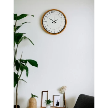 36 Cm Turuncu 24 Saat Göstergeli Özel Tasarım Duvar Saati
