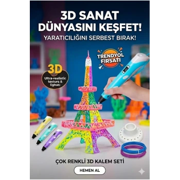 3D Kalem Seti (MAVİ) Dijital Göstergeli + 3 Renk Filament Hediyeli Eğitici Yazıcı ABS/PLA Uyumlu