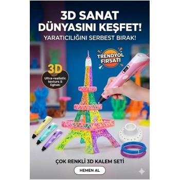 3D Kalem Seti (PEMBEİ) Dijital Göstergeli + 3 Renk Filament Hediyeli Eğitici Yazıcı ABS/PLA Uyumlu