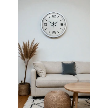 40 cm Beyaz Metal Modern Duvar Saati