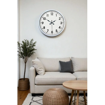 40 cm Beyaz Metal Standart Duvar Saati