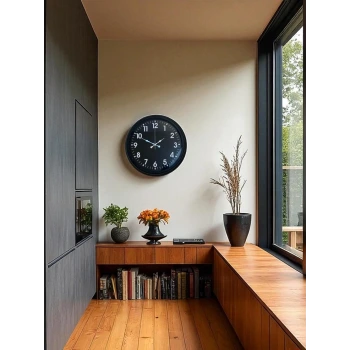 40 cm Siyah Metal Siyah Kadran Duvar Saati