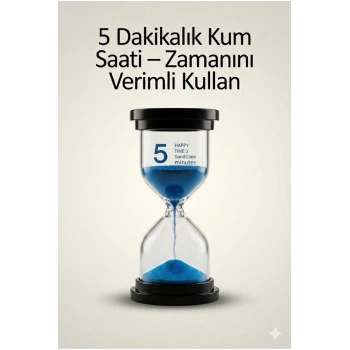 5 Dakikalık Kum Saati Zamanlayıcı – MAVİ Dekoratif Masa Saati 4 Renk Seçeneği