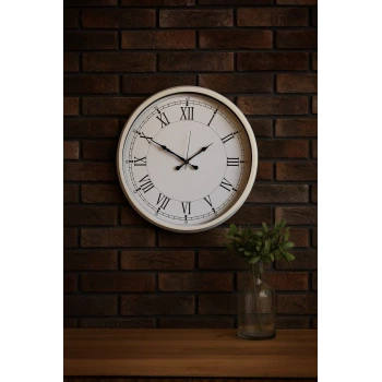 52 cm Beyaz Metal Roma Rakamlı Duvar Saati