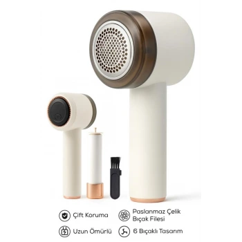 6 Bıçaklı 2 Kademeli  Tüy Tiftik  Şarjlı   Temizleme Makinesi Ve Tüy Toplama Rulosu (Yedek Bıçaklı)