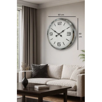 60 cm Krom Metal Dizayn Duvar Saati