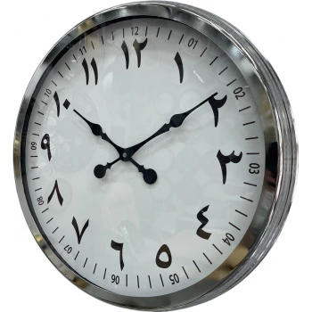 60 cm Krom Metal Farsça Duvar Saati