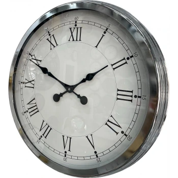 60 cm Krom Metal Roma Rakamlı Duvar Saati