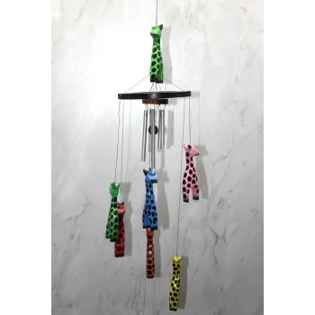 Ahşap Zürafali Rüzgar Çani Sayang:3