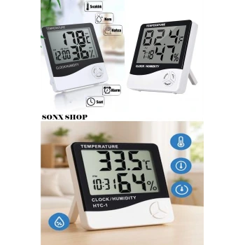 Akıllı Dijital Nem Sıcaklık Ölçer Termometre Masa Saati Fonksiyonel Ev Oda Ortam Dijital Sensörlü