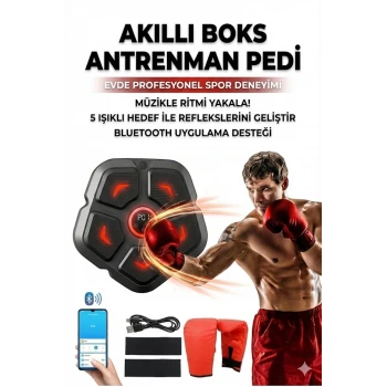 Akıllı Duvar Boks Hedefi: Bluetooth Müzikli, Işıklı Refleks ve Stres Atma