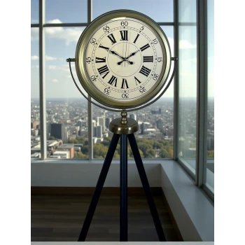 Antik Görünümlü Eskitme Tripod Ayaklı Saat