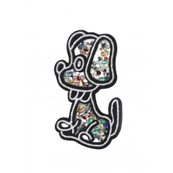 Aplike Ütü İle Yapışan Taşlı Sevimli Köpek Arma 3x5 cm