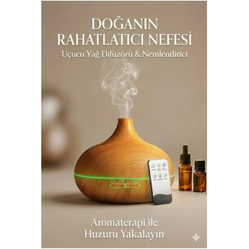 Aroma Difüzör Gece Işığı 7 Led Nemlendirici Kumandalı 550 ml Buhar Makinesi