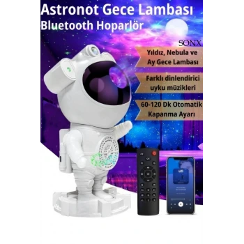Astronot Bluetooth Hoparlör Bulutsusu Galax yAy Tavan Gökyüzü Projektör Zamanlayıcı Gece Lambası