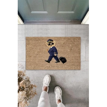 Bej Kapı Önü Paspası Pilot Ayıcık Desen  K-3324