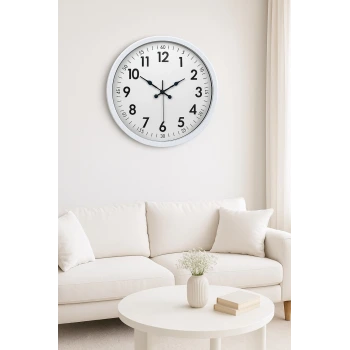 Beyaz Dekoratif Stil 52 Cm Metal Duvar Saati