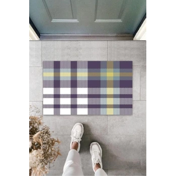 Beyaz Kapı Önü Paspası Pötikare Desen  K-3240