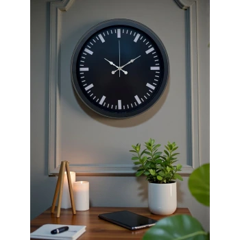 Black Baseline 40 Cm Metal Duvar Saati