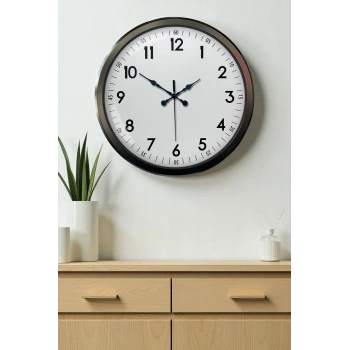 Black Classic 52 Cm Metal Modern Ve Şık Duvar Saati