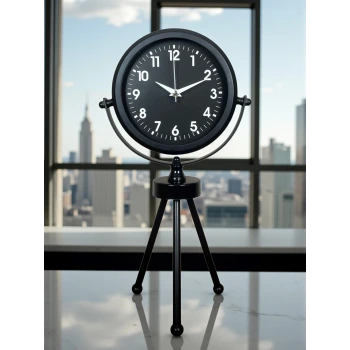 Black Luxury Modern Üç Ayaklı Metal Masa Saati