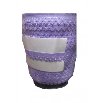 Çamaşır Lastiği Dantelli 1 cm 75 Metre 1 Top Açık Mor