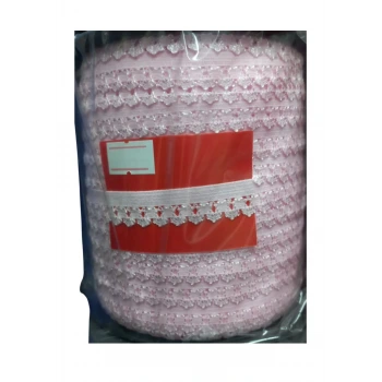 Çamaşır Lastiği Dantelli 1 cm 75 Metre 1 Top Açık Pembe