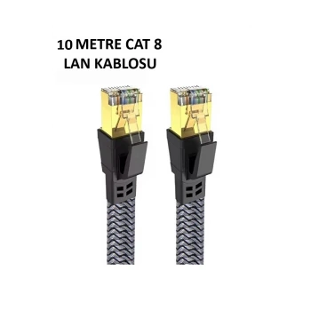 Cat 8 LAN Kablosu –Ethernet Kablosu Örgü Kaplama, Yüksek Hızlı (10 METRE)