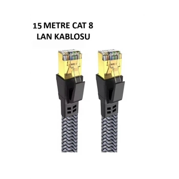 Cat 8 LAN Kablosu –Ethernet Kablosu Örgü Kaplama, Yüksek Hızlı  (15 METRE)