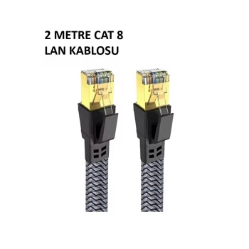 Cat 8 LAN Kablosu –Ethernet Kablosu Örgü Kaplama, Yüksek Hızlı (2 METRE)