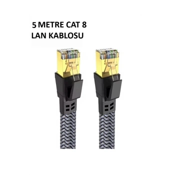 Cat 8 LAN Kablosu –Ethernet Kablosu Örgü Kaplama, Yüksek Hızlı  (5 METRE)