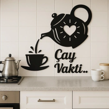 Çay Vakti – Ahşap Mutfak Duvar Dekoru