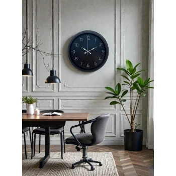 Classic Black Zarif 40 cm Metal Duvar Saati