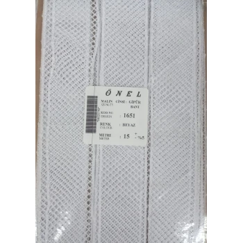 Dantel Polyester Güpür Bant Beyaz 15 Metre En 3 cm ON-1651-B