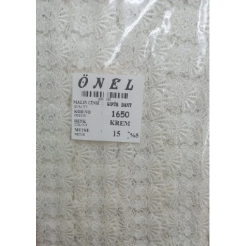 Dantel Polyester Güpür Bant Krem 15 Metre En 6 cm ON-1650-KR