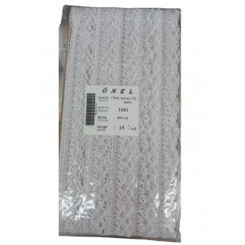 Dantel Polyester Sanal Tül Bant Beyaz 15 Metre En 6 cm ON-1661-B